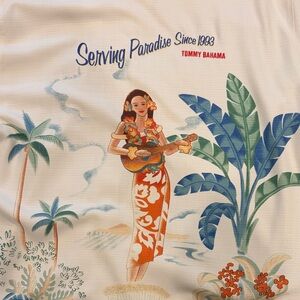 Tommy Bahama White Shirt with Tropical Hula Girl Print